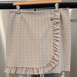 Tory Burch Beige Grid Ruffle Wrap Golf Skort 10
